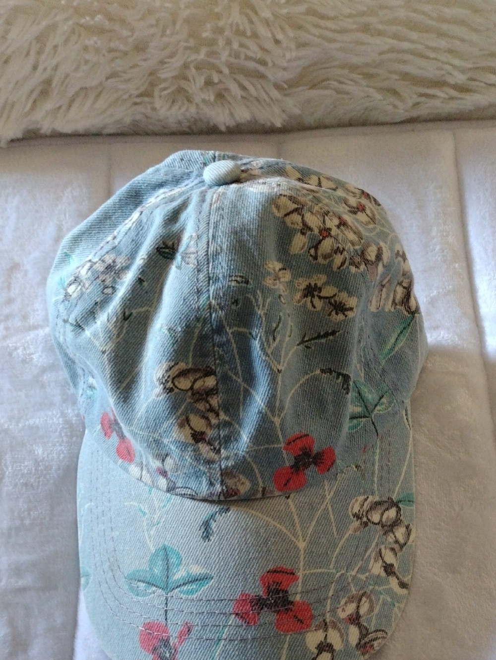Light Blue Floral Cotton Baseball Cap